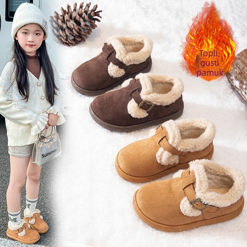 Dječje zimske čizme iznad gležnja za djevojčice, gornji dio od sintetičke kože, fleece podstava, gumeni potplat, protuklizne