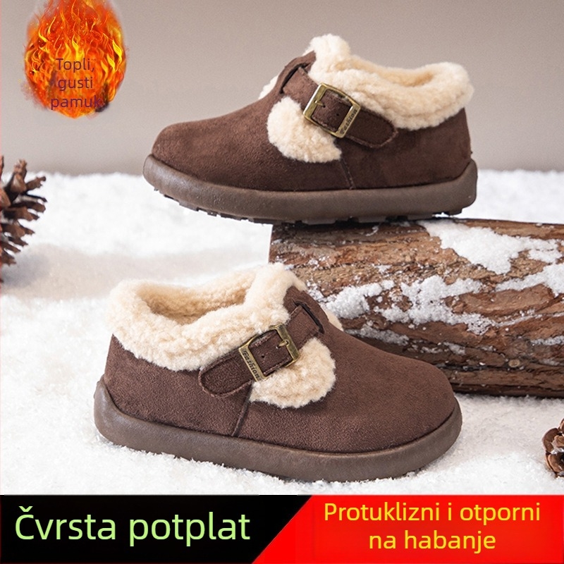 Dječje zimske čizme iznad gležnja za djevojčice, gornji dio od sintetičke kože, fleece podstava, gumeni potplat, protuklizne