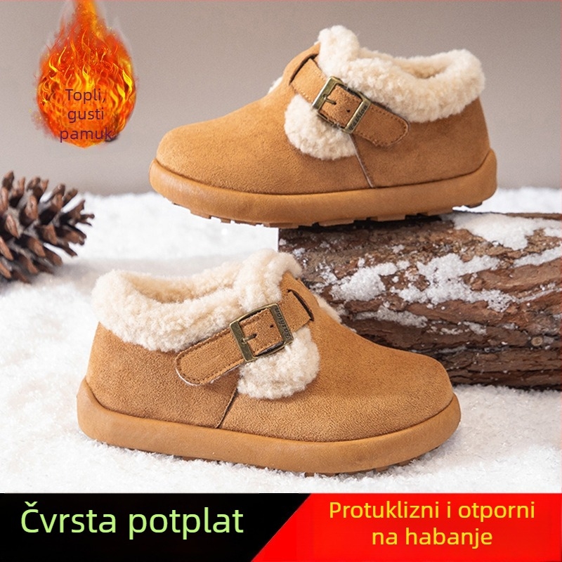 Dječje zimske čizme iznad gležnja za djevojčice, gornji dio od sintetičke kože, fleece podstava, gumeni potplat, protuklizne