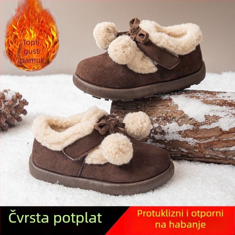 Dječje zimske čizme iznad gležnja za djevojčice, gornji dio od sintetičke kože, fleece podstava, gumeni potplat, protuklizne