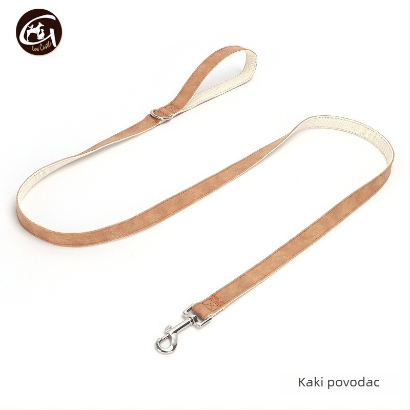 Set ogrlice i povodca za pse od kože, podesiv, marka Glow Castle / Flash Castle