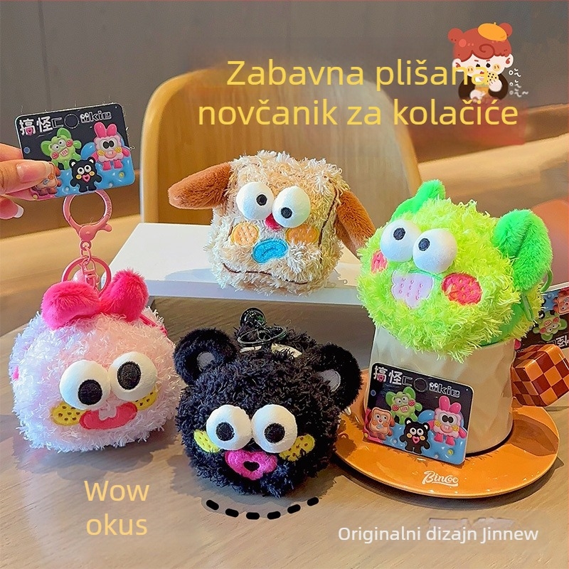 Jinnew pliš novčanik u obliku keksa, privjesak za ključeve užetom, crtani stil