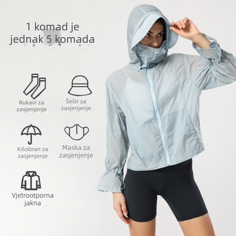 Ženska outdoor jakna s kapuljom, UV 50+, brzo sušenje, vodootporna, najlon