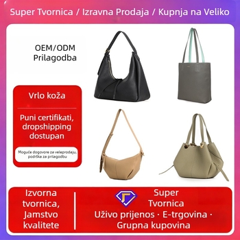 Tote torba od kože prvog sloja, oblik dumpling, commuting stil, zatvarač, podstava od pamuka