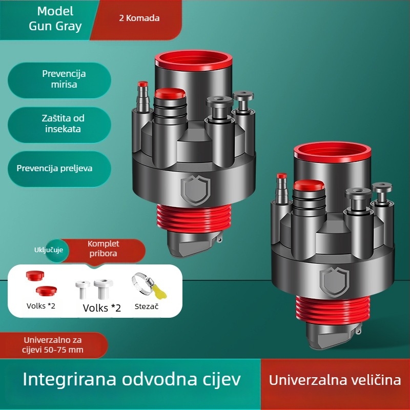 Kuhinjski odvoda čep s anti-mirisnim zaptivačem, ABS; integrirani četverostruki odvod u kuhinji; moderni stil jednostavnosti (Materijal: ABS; Model: Integrirani četverostruki odvod u kuhinji; Neto težina: 107 g; Stil: Moderna jednostavnost)