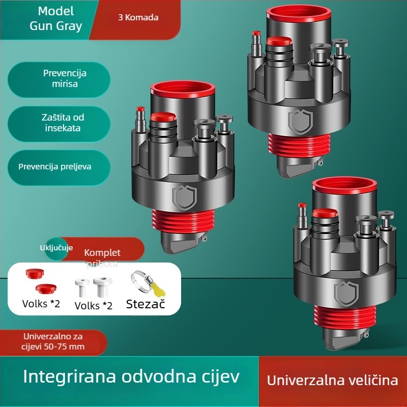 Kuhinjski odvoda čep s anti-mirisnim zaptivačem, ABS; integrirani četverostruki odvod u kuhinji; moderni stil jednostavnosti (Materijal: ABS; Model: Integrirani četverostruki odvod u kuhinji; Neto težina: 107 g; Stil: Moderna jednostavnost)