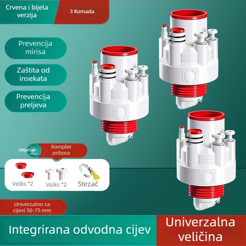 Kuhinjski odvoda čep s anti-mirisnim zaptivačem, ABS; integrirani četverostruki odvod u kuhinji; moderni stil jednostavnosti (Materijal: ABS; Model: Integrirani četverostruki odvod u kuhinji; Neto težina: 107 g; Stil: Moderna jednostavnost)