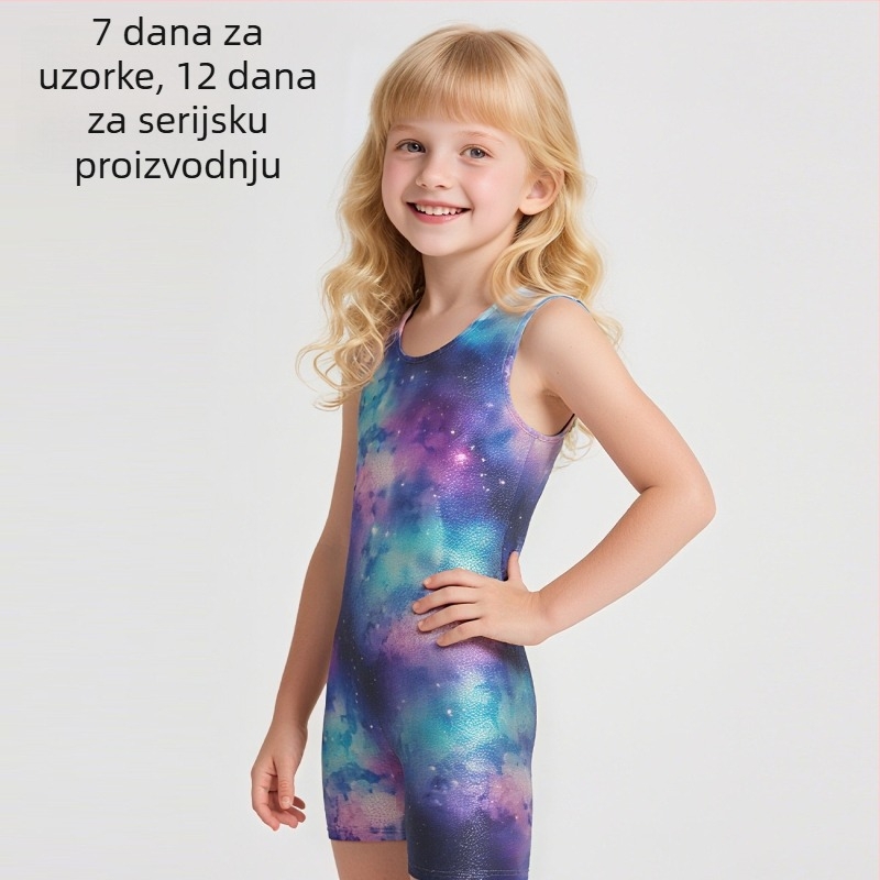 Dječje jednoposobno baletno odijelo s otiskom, uski kroj, poliester 95%, Summer 2025
