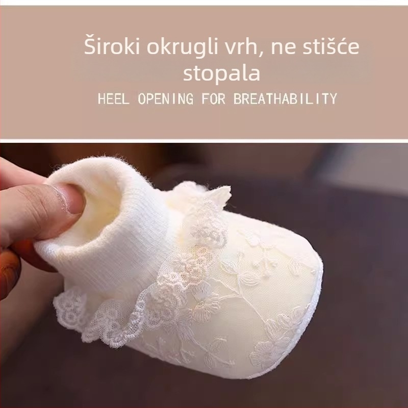 Dječja obuća i čarape – 6-12 mjeseci, stil princeze, debeli premaz za toplinu, gornji dio od pamuka, protuklizna potplat