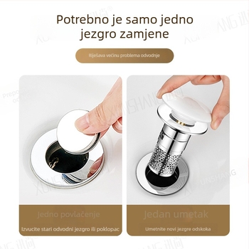 Nerđajući čelični odvod za umivaonik s tlačnim poklopcem, anti-odor, britanski stil pokretanja, model TA-23CWPJ-80-1