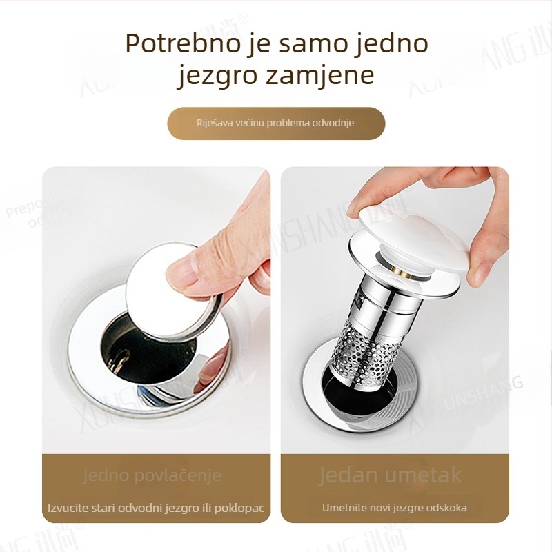 Nerđajući čelični odvod za umivaonik s tlačnim poklopcem, anti-odor, britanski stil pokretanja, model TA-23CWPJ-80-1