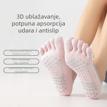 Čarape za jogu s pet prstiju, protuklizne, antibakterijske, 90–95% pamuka, bezšivne, pletene jednim iglom
