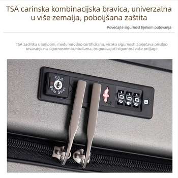 Putna kutija s prednjim otvaranjem, PC materijal, proširiva, 360° kotači, TSA zaključavanje na lozinku