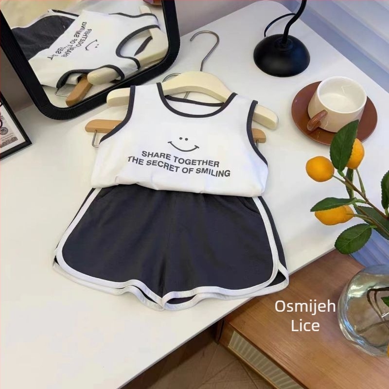 Dječji dvodijelni set bez rukava, korejskog stila, ljetni casual, pamuk 91–95%