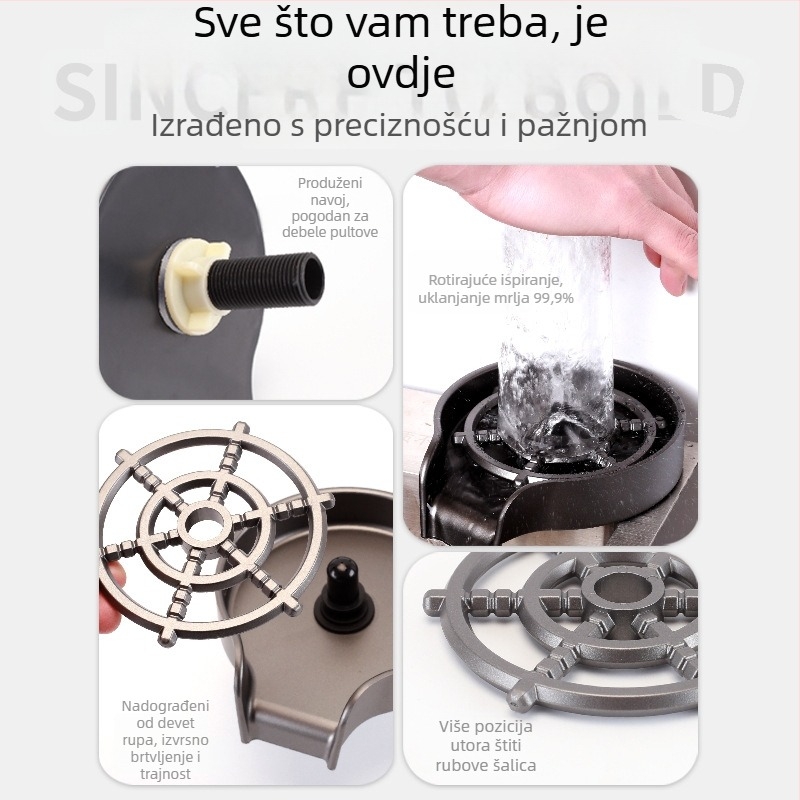Hong Ying Komercijalni ugrađeni posuđivač čaša za sudoper — visokotlačno čišćenje čaša, model Cup Washer, materijal: potpuno plastika, težina 160 g, stil: moderni jednostavni