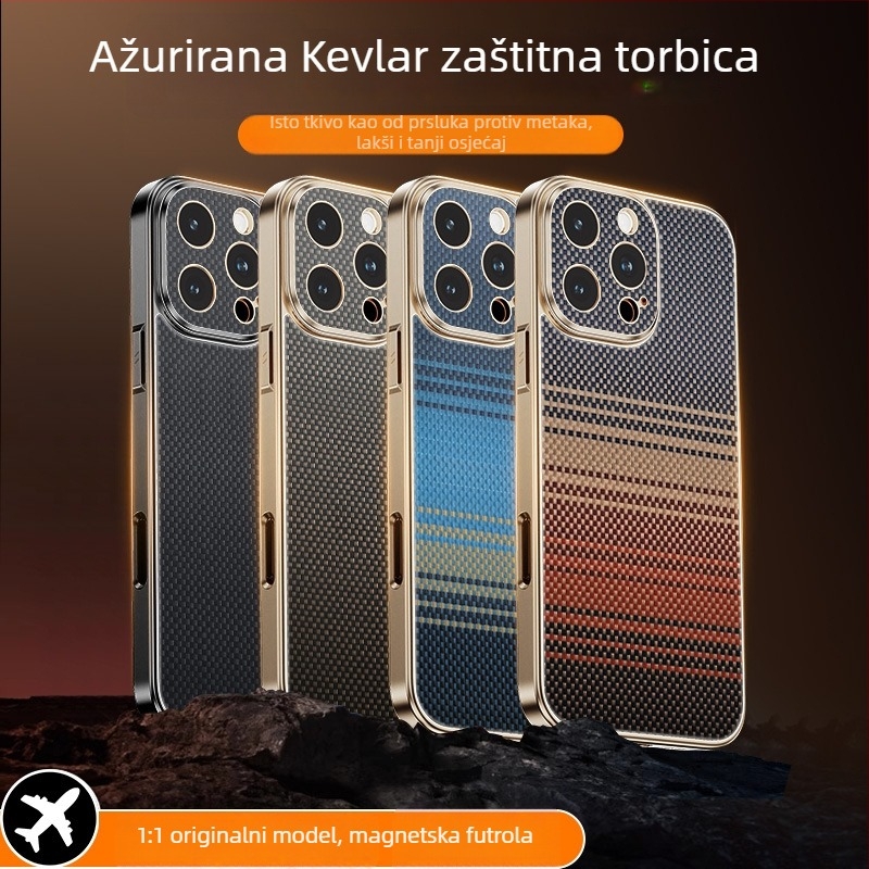Tvrda kućište za iPhone 16 Pro, 17 Pro i 17 Pro Max s karbonskim vlaknima, mat završna obrada, magnetsko pričvršćivanje, zaštita od pada i otisaka prstiju