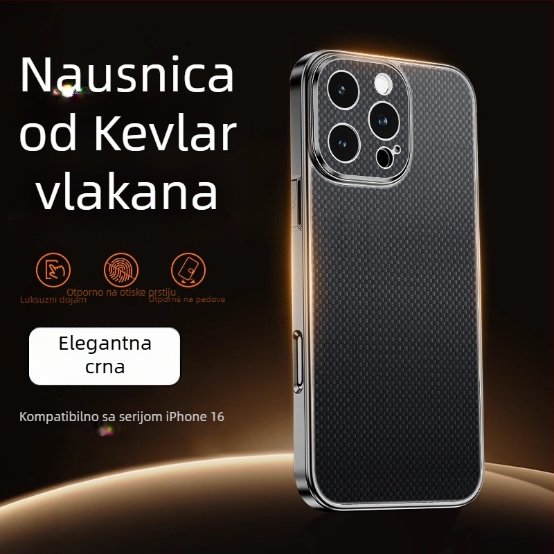 Tvrda kućište za iPhone 16 Pro, 17 Pro i 17 Pro Max s karbonskim vlaknima, mat završna obrada, magnetsko pričvršćivanje, zaštita od pada i otisaka prstiju