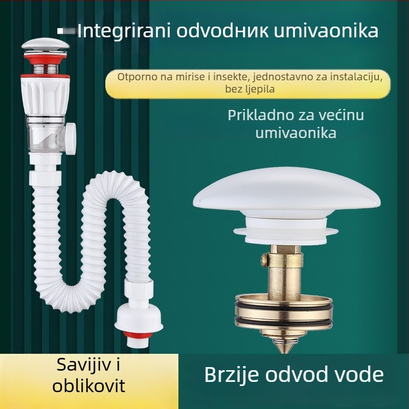 Odvod za umivaonik – Model 2-28, Materijal: ABS + bakar, Oblik: S-krivulja, Vrsta: Bounce, Marka Safe Water