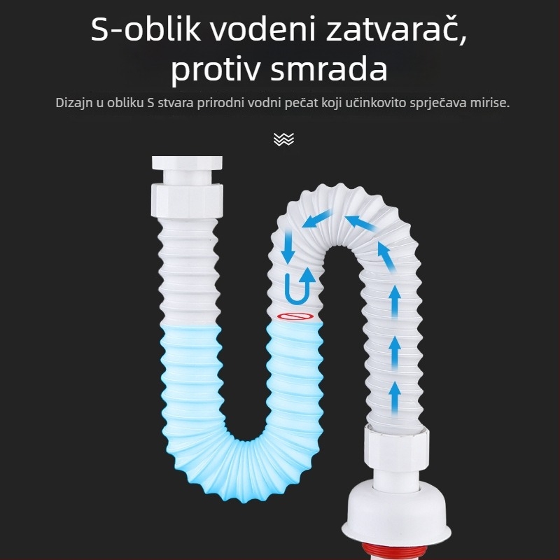Odvod za umivaonik – Model 2-28, Materijal: ABS + bakar, Oblik: S-krivulja, Vrsta: Bounce, Marka Safe Water