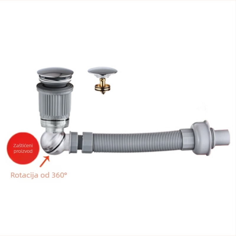 Odvod za umivaonik – Model 2-28, Materijal: ABS + bakar, Oblik: S-krivulja, Vrsta: Bounce, Marka Safe Water