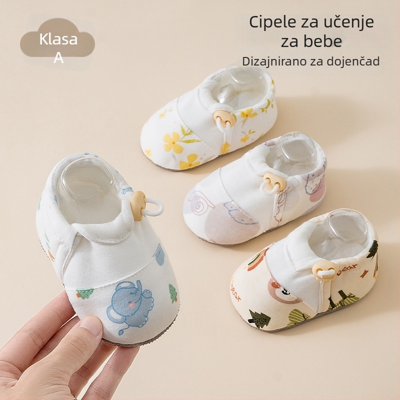 Bebi pamučne cipele s gumom na potplatu, bočni zatvarač, protuklizne, tople za 0–12 mjeseci