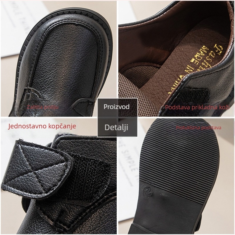 Muške kožne cipele, mekana potplata, Velcro zatvaranje, niski vrh, britanski stil, PU gornji dio