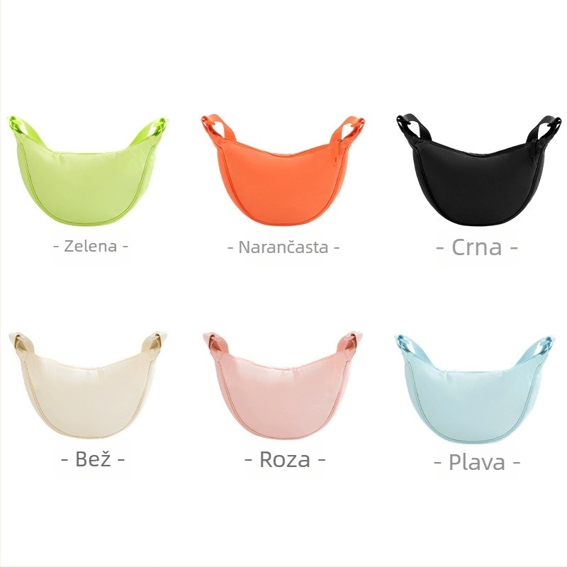 Najlon crossbody torba za svakodnevnu uporabu, velika zapremina, Underarm stil, Dumpling oblik, zatvaranje zipom, unutarnja džep za telefon, podstava od poliestera, jedna naramenica