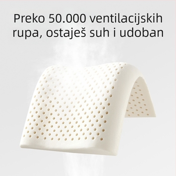 Beptides dječji jastuk od prirodnog lateksa za djecu i bebe, pravokutnog oblika, jezgra od čistog pamuka, sadržaj lateksa preko 90%, težina 1–2 kg