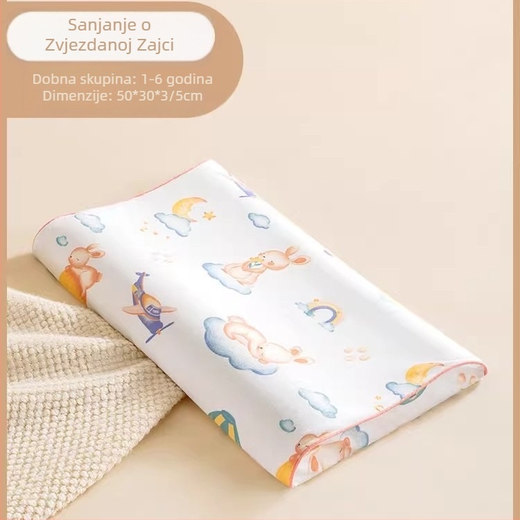 Beptides dječji jastuk od prirodnog lateksa za djecu i bebe, pravokutnog oblika, jezgra od čistog pamuka, sadržaj lateksa preko 90%, težina 1–2 kg