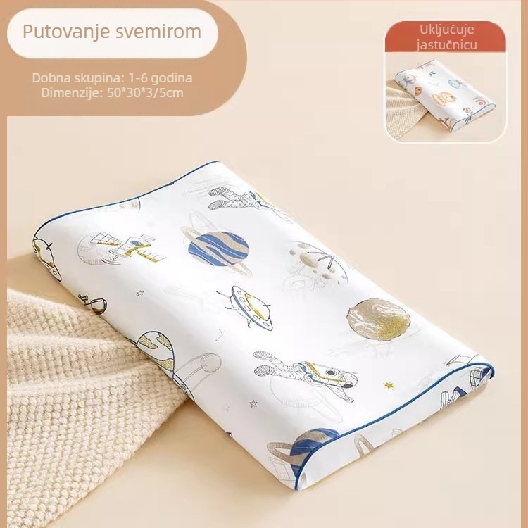 Beptides dječji jastuk od prirodnog lateksa za djecu i bebe, pravokutnog oblika, jezgra od čistog pamuka, sadržaj lateksa preko 90%, težina 1–2 kg