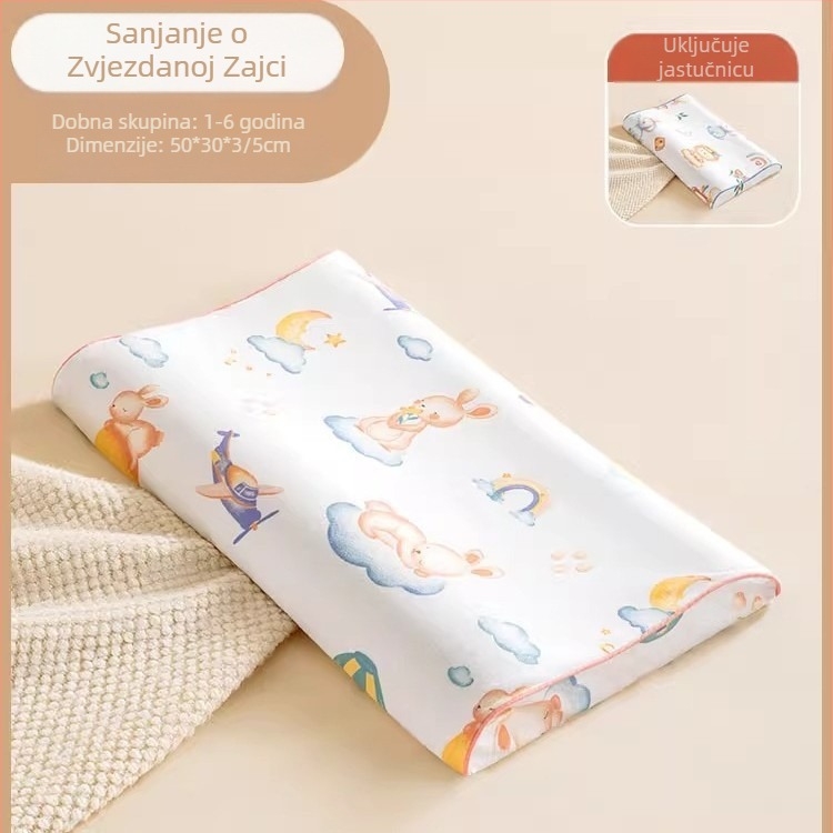 Beptides dječji jastuk od prirodnog lateksa za djecu i bebe, pravokutnog oblika, jezgra od čistog pamuka, sadržaj lateksa preko 90%, težina 1–2 kg