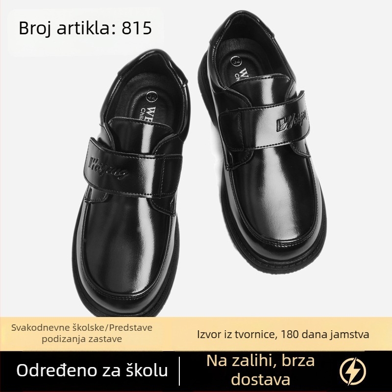 Dječje kožne cipele za dječake, gornji dio od prave kože, mekan potplat od TPR, zatvarač na Velcro, kožni ulošci