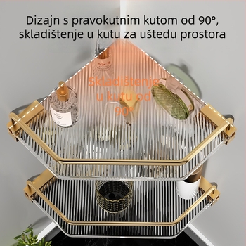 Akrilna kutna polica za kupaonicu, trokutasti dizajn, aluminijska legura, oksidirani završetak, šestodijelni set