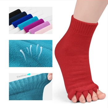 Petprstene čarape s otvorenim i podijeljenim prstima, zimske debele, pamuk-poliester, unisex