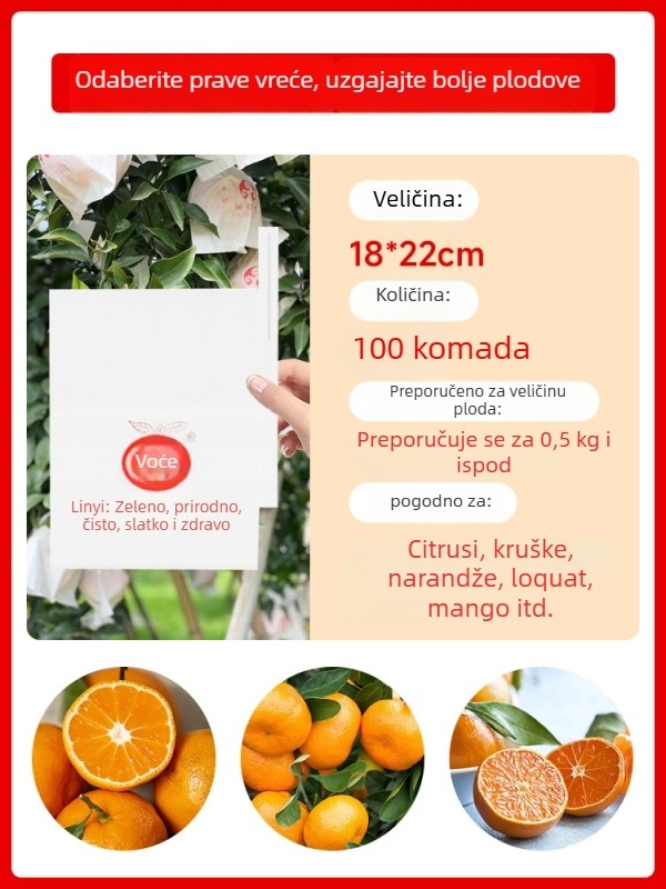 Torba za ambalažu citrusа — zaštita od insekata i ptica; tip: sadnja/ekološka vreća/zaštita od padina; namjena: torba za citruse; marka: Drugo; uvoz: Ne