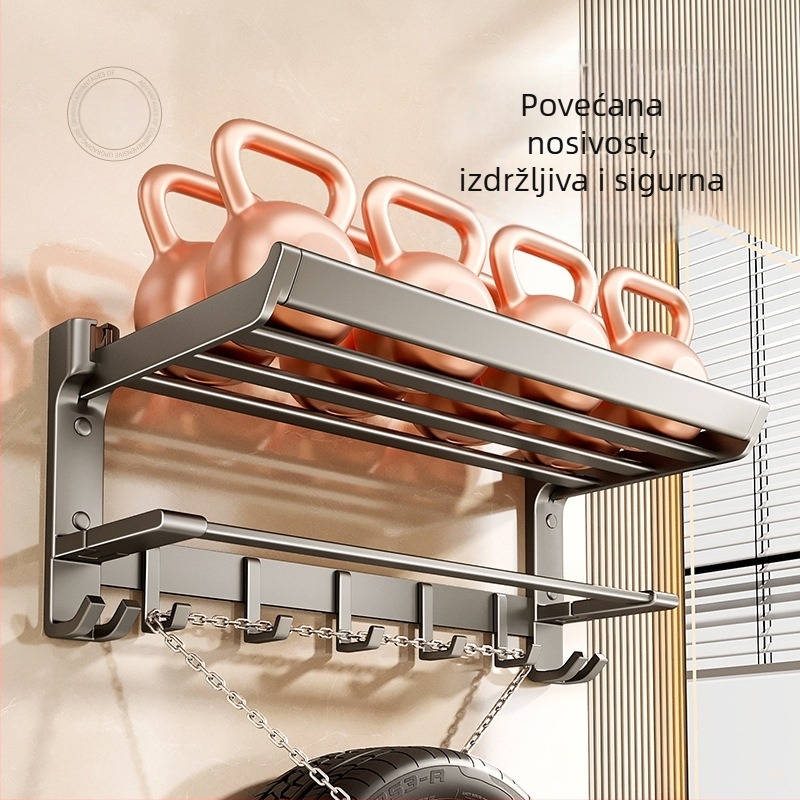 Držač za ručnike u kupaonici bez bušenja, sklopni dizajn, aluminijska legura, površina premazom plastike, paket od šest komada ili više.