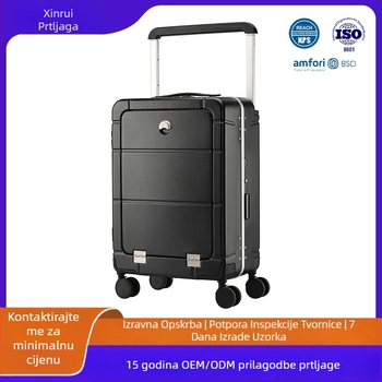 Prtljaga s prednjim otvaranjem, aluminijski okvir, TSA kombinirani zasun, proširiva, 360° okretni kotači