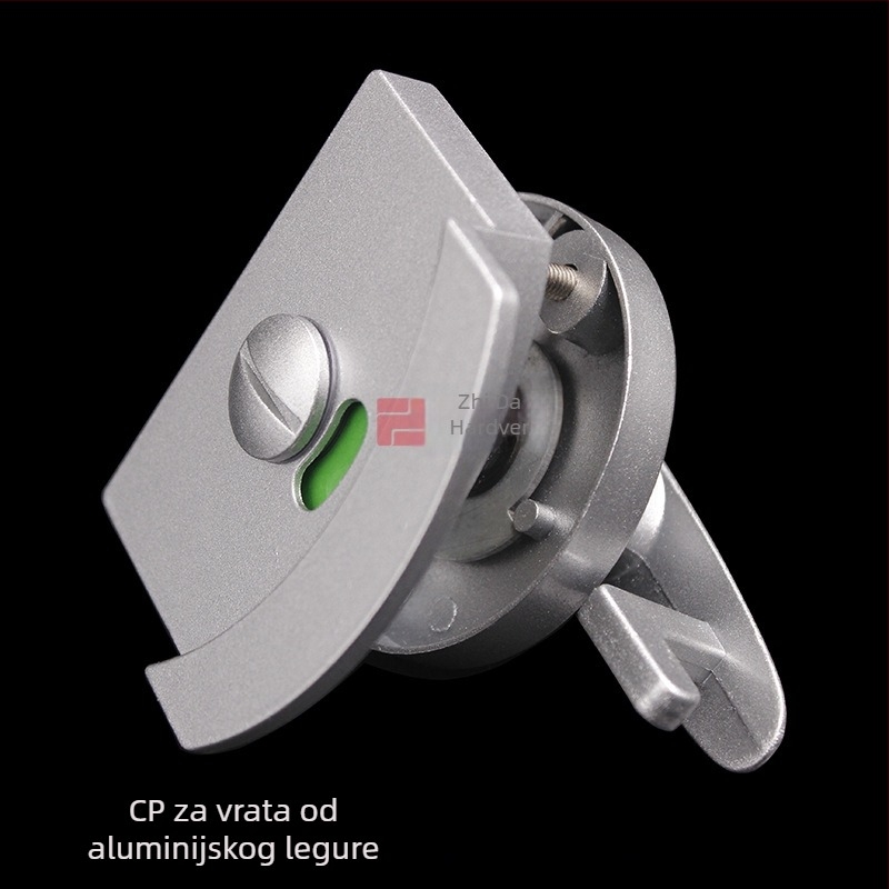 Set hardvera za pregrade javne WC‑a: brava za vrata, šarke, indikator zaključavanja, potporne noge