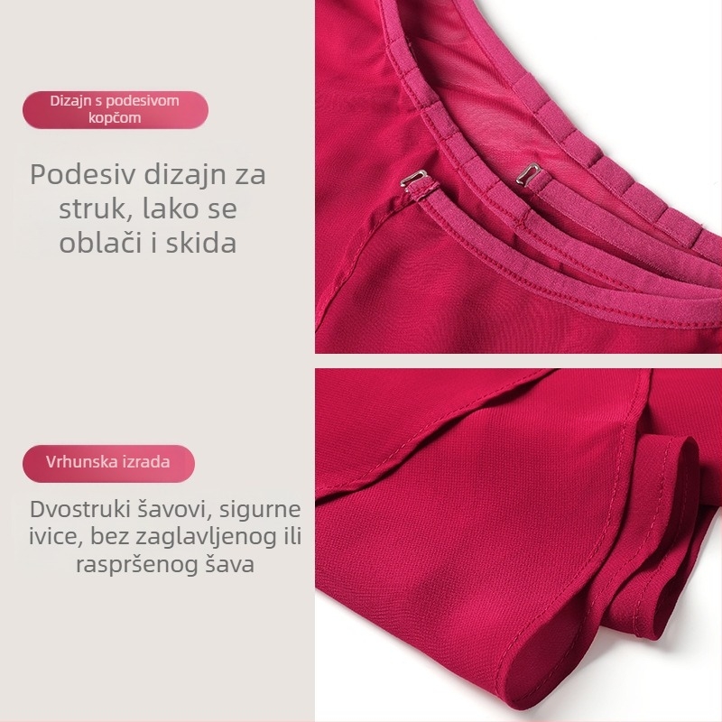 Suknja za balet za djevojčice — podesiva, duga, jednobojna, tkanina od laneno-mješavine, 100% poliester, moderni plesni kostim