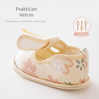 Meke papuče za bebe s remenom s crtanim motivom, gornji dio od pamucne tkanine, potplata od kompozita, za dob od 6-12 mjeseci
