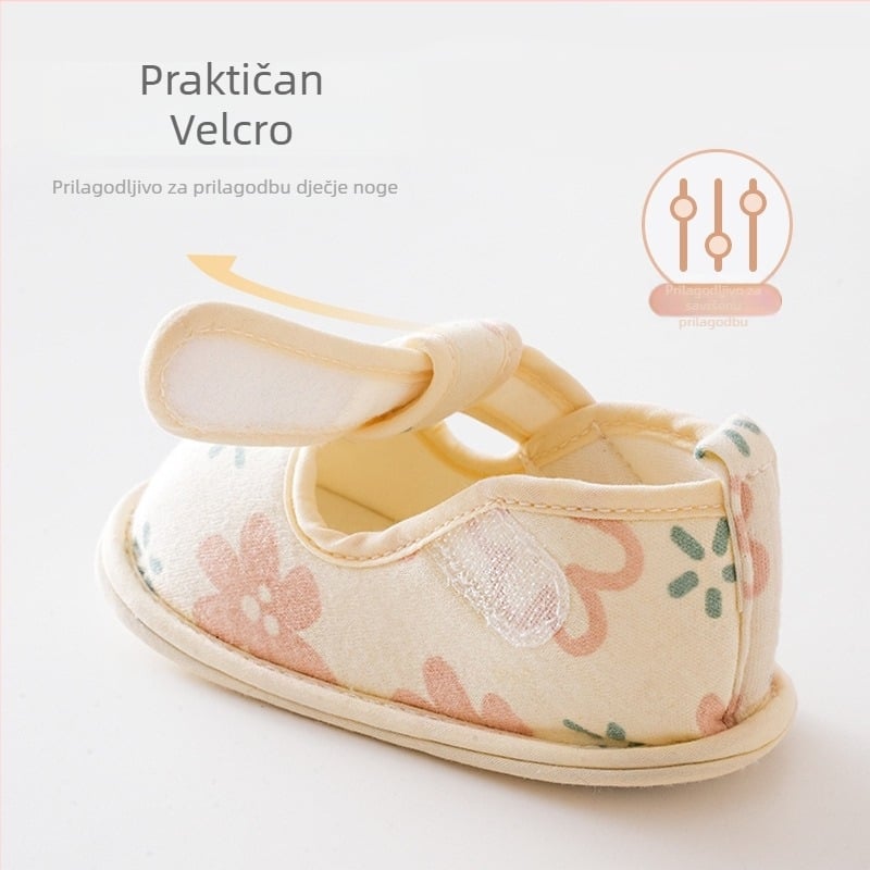 Meke papuče za bebe s remenom s crtanim motivom, gornji dio od pamucne tkanine, potplata od kompozita, za dob od 6-12 mjeseci