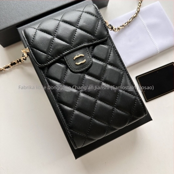 Torba za mobitel od prave kože, vertikalni kvadratni oblik, lančani remen, unutarnji džep za fotografije