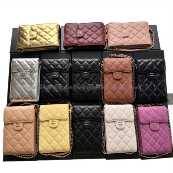 Torba za mobitel od prave kože, vertikalni kvadratni oblik, lančani remen, unutarnji džep za fotografije