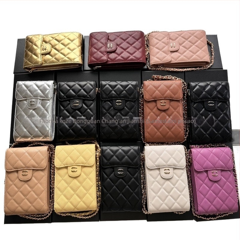 Torba za mobitel od prave kože, vertikalni kvadratni oblik, lančani remen, unutarnji džep za fotografije