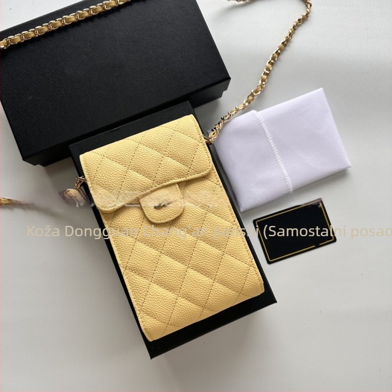 Torba za mobitel od prave kože, vertikalni kvadratni oblik, lančani remen, unutarnji džep za fotografije