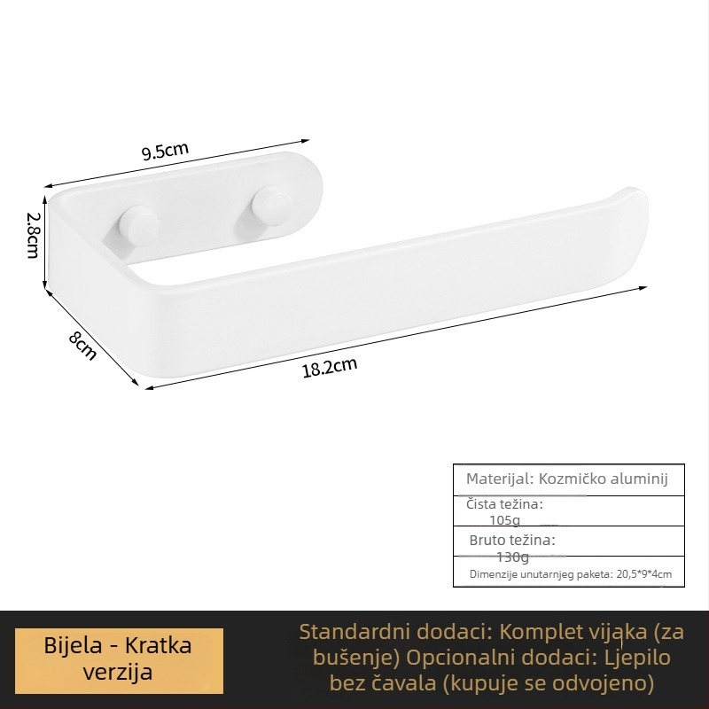 Aluminijski kvadratni držač za ručnike i set držača za papirnate ručnike – moderan stil, završna plastifikacija
