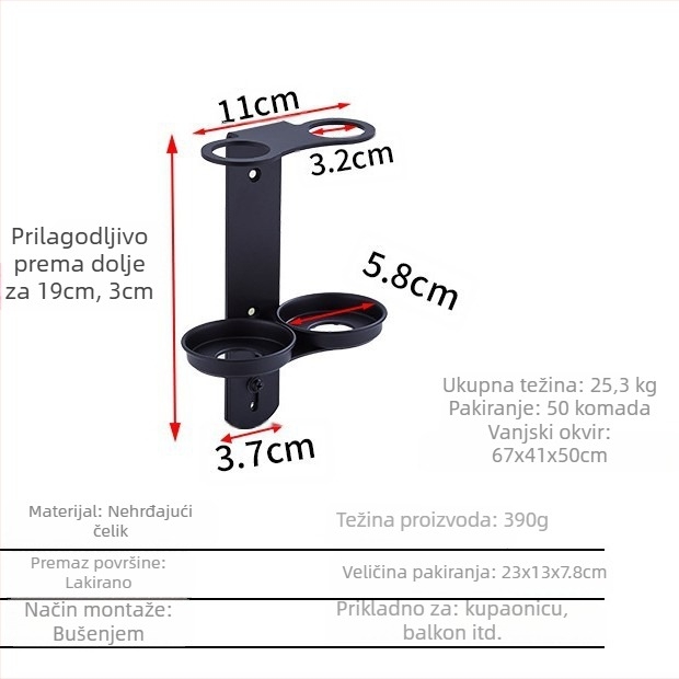 Stalak od nehrđajućeg čelika za zidnu bočicu za sapun, gel za ruke, šampon i regenerator; mehanički mehanizam za ručno pritiskanje; moderan minimalistički dizajn; težina 0,35 kg; pogodno za hotele, stanove i kupaonice.
