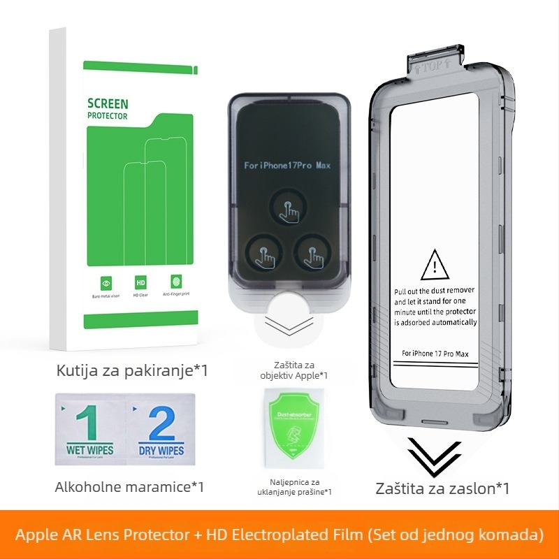 iPhone 17 zaštitno staklo za cijeli zaslon s AR filmom i zaštitnom folijom za objektiv 17 Pro