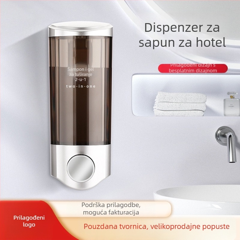 Zidni ABS dozator sapuna i 2-u-1 kutija sapuna i šampona, ručno pritisnite, moderni minimalistički dizajn, Nast, težina 0,3 kg