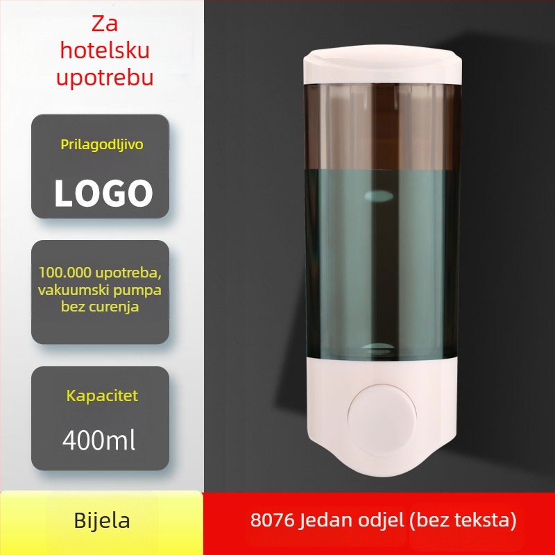 Zidni ABS dozator sapuna i 2-u-1 kutija sapuna i šampona, ručno pritisnite, moderni minimalistički dizajn, Nast, težina 0,3 kg